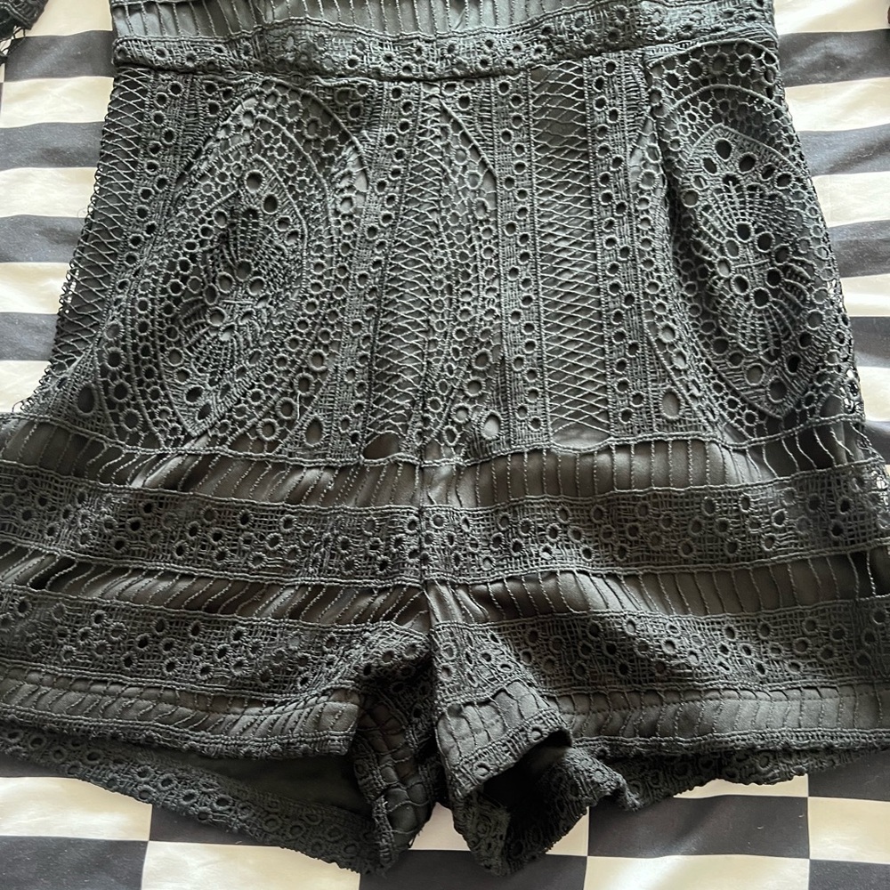 Blithe Large Black Crochet Romper - image 2
